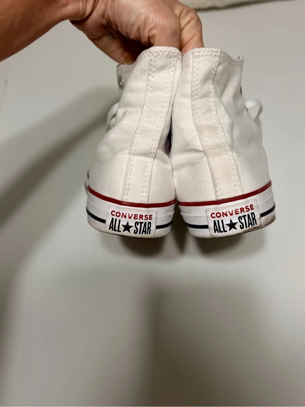 Converse White High-Top Kids Sneakers with Red & Navy Accents